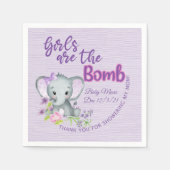 Meisjes zijn het BOMB Paarse olifant baby shower Servet (Voorkant)