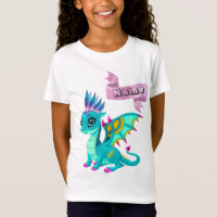 Meisjes zijn T-Shirt met een grote blauwe draak.