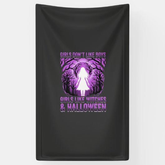 Meisjes zoals Heksen Halloween-ontwerp Spandoek (Verticaal)