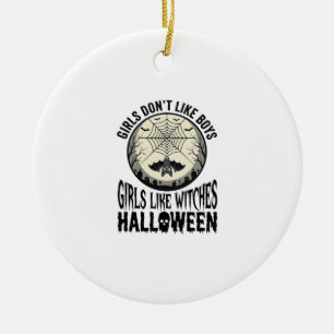 Meisjes zoals Heksen Halloween Vintage Vector Ontw Keramisch Ornament
