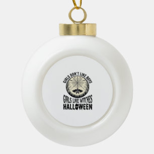 Meisjes zoals Heksen Halloween Vintage Vector Ontw Keramische Bal Ornament