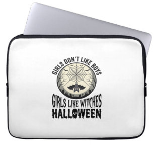 Meisjes zoals Heksen Halloween Vintage Vector Ontw Laptop Sleeve
