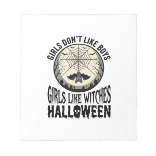 Meisjes zoals Heksen Halloween Vintage Vector Ontw Notitieblok