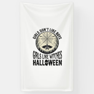 Meisjes zoals Heksen Halloween Vintage Vector Ontw Spandoek
