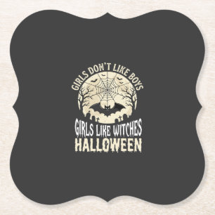 Meisjes zoals Heksen Halloween Vleermuis Ontwerp_1 Kartonnen Onderzetters