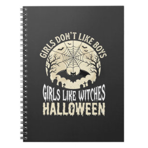 Meisjes zoals Heksen Halloween Vleermuis Ontwerp_1 Notitieboek