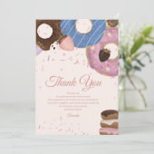 Meisjes Zoete Donut Pastel Verjaardag Bedankkaart (Staand voorkant)