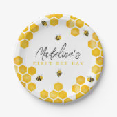 Meisjes Zomer Eerste Bijendag Kinder 1e Verjaardag Papieren Bordje (Voorkant)