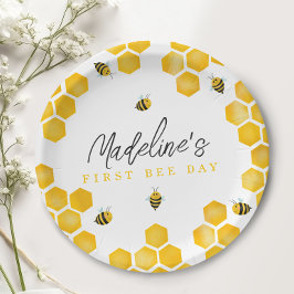 Meisjes Zomer Eerste Bijendag Kinder 1e Verjaardag Papieren Bordje