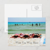 Meisjes Zonbaden Wens je hier Briefkaart was (Voorkant / Achterkant)