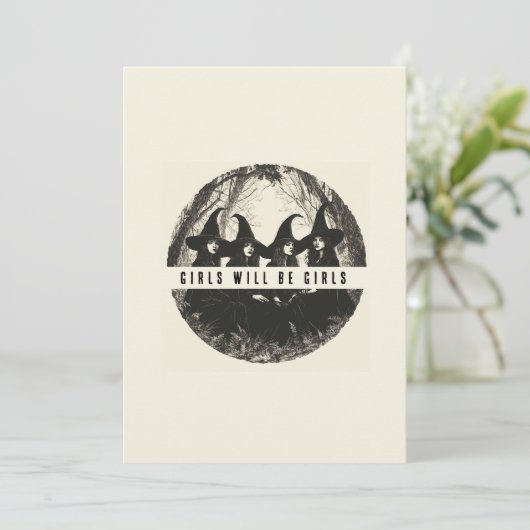 "Meisjes zullen meisjes zijn | Schattigee Hallowee Feestdagenkaart (Staand voorkant)