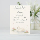 Meisjes zwaan prinses verjaardag Uitnodiging (Staand voorkant)