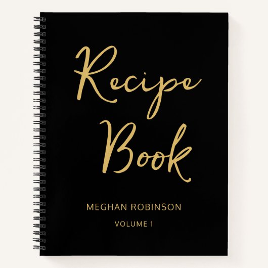 Meisjes zwart en Gold Cookbook Recipe Script Note Notitieboek (Voorkant)