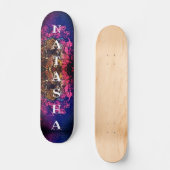 Meisjes zwart en roze abstracte kunst op persoonlijk skateboard (Voorkant)