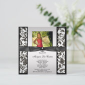 Meisjes Zwart en Wit Foto Afstuderen Kaart (Staand voorkant)