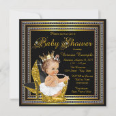 Meisjes Zwart Goud Hoge Hak Baby shower Kaart (Voorkant)