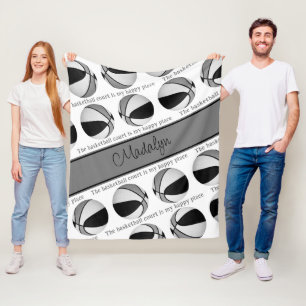 Meisjes zwart grijs basketbalveld mijn gelukkige p fleece deken