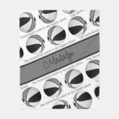 Meisjes zwart grijs basketbalveld mijn gelukkige p fleece deken (Voorkant)