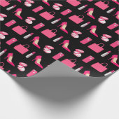 Meisjes zwart omslagpapier cadeaupapier (Hoek)