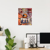 meisjes zwart oranje team kleuren foto basketbal poster (Thuiskantoor)