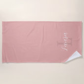 Meisjes zwart roze monogram met naam op maat strandlaken (Voorkant)