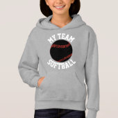 Meisjes Zwart-wittewitje Softball Sweatshirt (Voorkant)