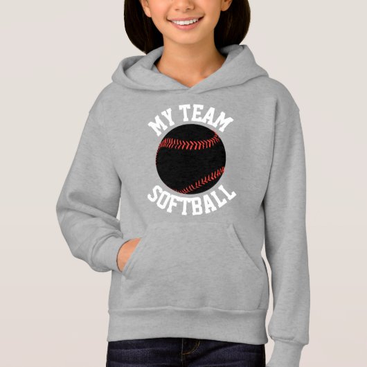 Meisjes Zwart-wittewitje Softball Sweatshirt (Voorkant)