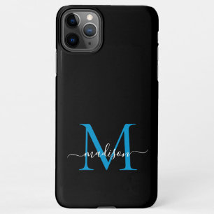 Meisjes zwarte blauwmonogram Feminine Script Name iPhone 11Pro Max Hoesje