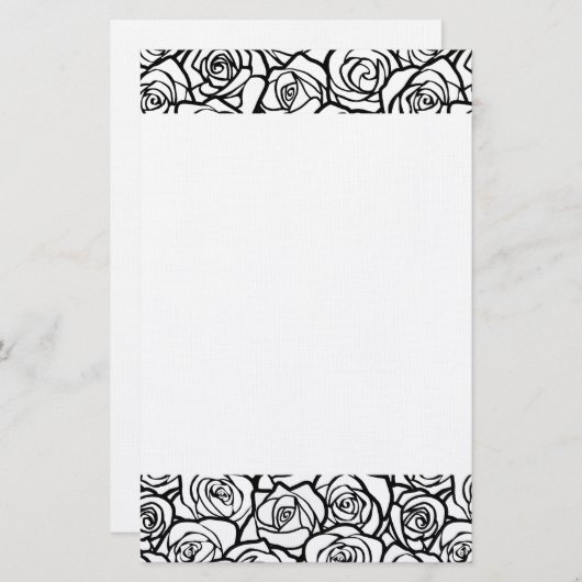 Meisjes  zwarte en witte rozen briefpapier (Voorkant / Achterkant)
