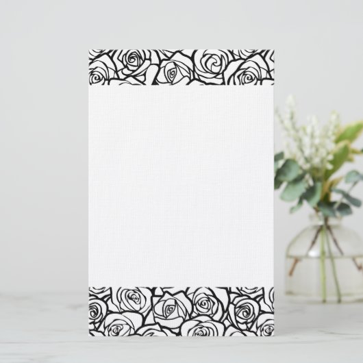 Meisjes  zwarte en witte rozen briefpapier (Staand voorkant)