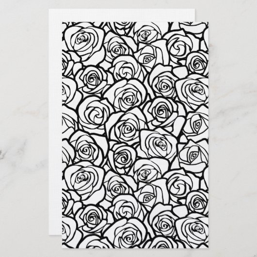 Meisjes  zwarte en witte rozen briefpapier (Voorkant / Achterkant)
