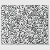 Meisjes  zwarte en witte rozen cadeaupapier (Vlak)