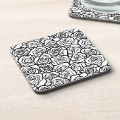 Meisjes  zwarte en witte rozen drankjes onderzetter (Linkerzijde)