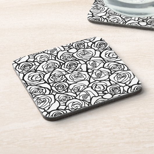 Meisjes  zwarte en witte rozen drankjes onderzetter (Linkerzijde)