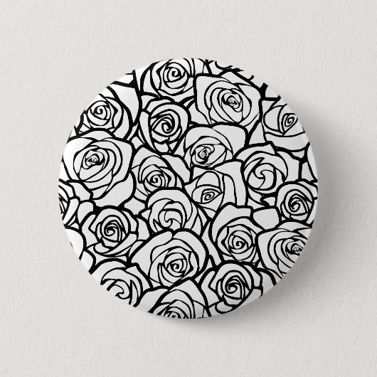 Meisjes  zwarte en witte rozen ronde button 5,7 cm (Voorkant)