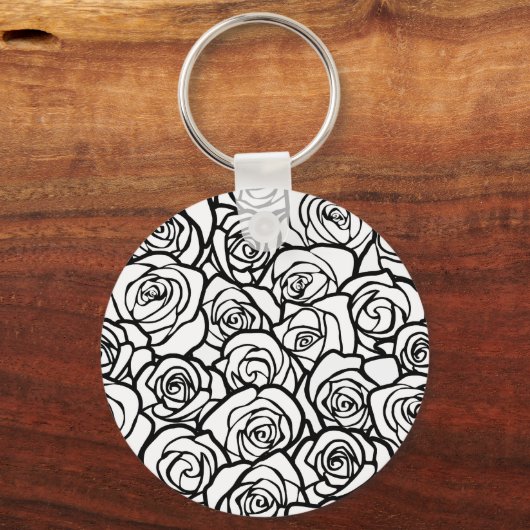Meisjes  zwarte en witte rozen sleutelhanger (Voorkant)
