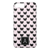 Meisjes zwarte kat PINK Monogram gepersonaliseerd Case-Mate iPhone Case (Achterkant)