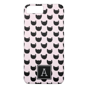 Meisjes zwarte kat PINK Monogram gepersonaliseerd iPhone 8/7 Plus Hoesje