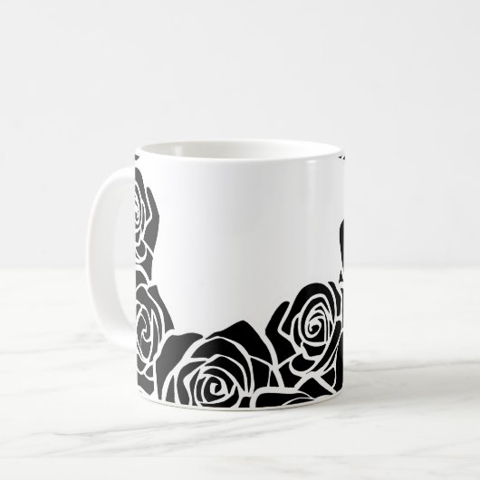 Meisjes  zwarte rozen koffiemok (Voorkant links)