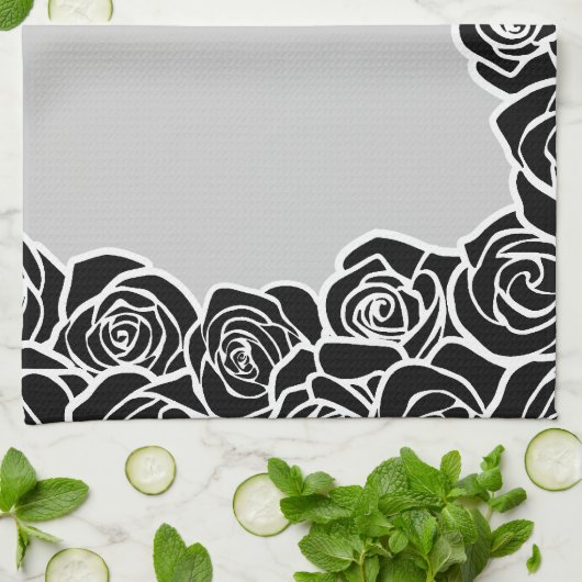 Meisjes  zwarte rozen theedoek (Gevouwen)