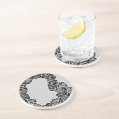 Meisjes zwarte rozen zandsteen onderzetter (Zijkant)