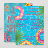 Meisjes Zwembad Feest Zomer Verjaardag Kaart (Voorkant / Achterkant)