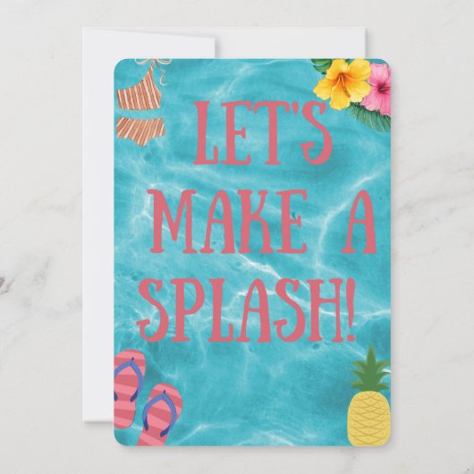 Meisjes Zwembad Feest Zomer Verjaardag Kaart (Achterkant)