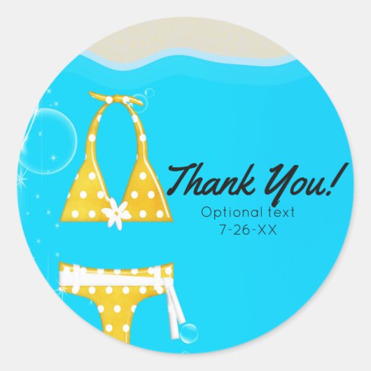 Meisjes Zwembad Party Bikini Verjaardag Zwemmen Cu Ronde Sticker (Voorkant)