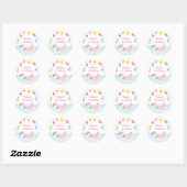 Meisjes Zwembad Party Ice Cream Verjaardag Ronde Sticker (Vel)