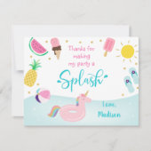 Meisjes Zwembad Party Verjaardag Dank u Bedankkaart (Voorkant)