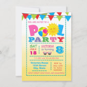 Meisjes Zwembad Verjaardagsfeestuitnodigingen Kaart (Voorkant)