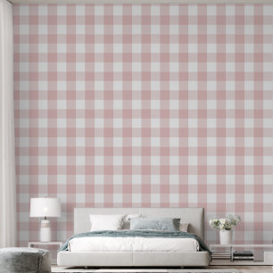 Meisjesachtig 6" Licht Roze Gingham Buffalo Check Behang