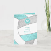 meisjesachtig aqua grijs volleybal verjaardag elke kaart (Voorkant)