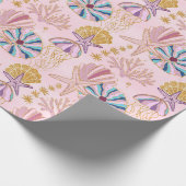 Meisjesachtig Baby Roze Onder de Zee Glitterend Cadeaupapier (Hoek)